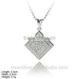 PZL-0009 Square Shape Pendant China Factory Micro Pave Silver Pendant