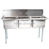 Freestanding Restaurant Kitchen 3 Three Compartment Commercial Stainless Steel Sink for Catering Services thumbnail-3