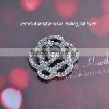(M0276) 25mm Rhinestone Metal Embellishment, Silver Plating,flat Back