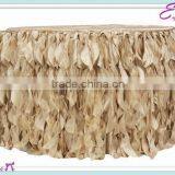 YHK#42 Curly Table Skirt - Polyester Banquet Wedding Wholesale Chair Cover Sash Table Cloth Skirt Linen thumbnail-1