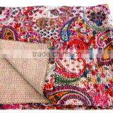 RTHKG-8 Paisley Printed Cotton Fabric Vintage Bedspread Wholesaler Traditional Handmade Stitching Gudri Throw Kantha Jaipur thumbnail-1