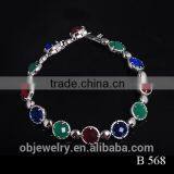 2015 Brass Jewelry Colorful Glass Chain Bracelet thumbnail-3