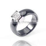 Famous Wholesaler Popular Design Black Stainless Steel Ceramic Micro-setting cz Diamond Noble Finger Ring thumbnail-2