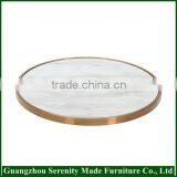 2016 Modern Furniture Round Custom Cut Carrara White Marble Table Top With Golden Edge