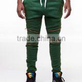 Green Biker ZIP JOGGER Man Pants Moto Jogger Pants Gym Pants (lotbike082) thumbnail-2