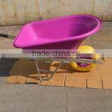 Commercial Pink Poly Tray Wheelbarrow With Single Wheel thumbnail-3