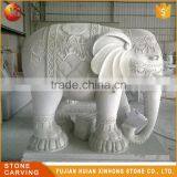 Small White Granite Garden Elephant Stone Carving Sculpture thumbnail-6