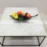 Cheap Modern Carrara White Marble Top Black Steel Coffee Table thumbnail-2