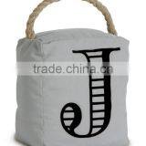 Store More Home Decor Monogrammed J Canvas Rope Handled Door Stopper thumbnail-2