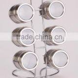 Clear Glass Bottle And Stainless Steel Stand Sets Salt Pepper Oil Vinegar Set thumbnail-5