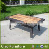 Leisure Garden Rattan Loveseat Sofa Furniture With Teak Wood Table thumbnail-3