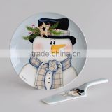 10.5inch Round Shape Cake Plate with Server, Porcelain with Decal Printing