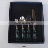 Steel Cutlery Set With Round Green Resin Handle Other Colours Available thumbnail-1