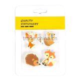 4 pk Forest Animal Deer Fox Squirrel Hedgehog Erasers, Cartoon Animal Eraser Set, Gift Eraser Set thumbnail-1