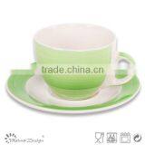 Mint Green Handpainted Tea Cup and Saucer Wholesale thumbnail-1