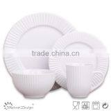 Delicate White Color Emboss Ceramic Dinner Set With Vertical Stripe Decoration thumbnail-1