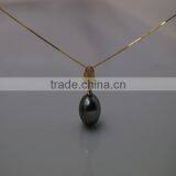 17'' 15-16mm Tahitian Peacock Green Latest Big Pearl Pendant Necklace thumbnail-1
