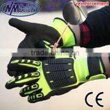 NMSAFETY 13g Hi-viz Yellow Nylon Liner Coated Nitrile Sandy Gloves Tpr Mechanical Hand Gloves Anti-impact thumbnail-1