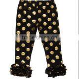 2016 China Low Price Wholesale Boutique Warmer Glod Polk Dots Leggings/pants With Ruffle for Cute Baby Kids thumbnail-5