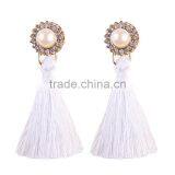 Bohemian Jewelry Imitation Pearls With Long Colorful Tassel Charms Earrings for Women thumbnail-4