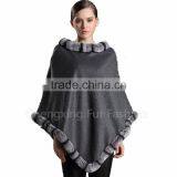 CX-B-P-58A Fashion Super Quality Latest Genuine Rex Rabbit Trim Pashmina Shawl thumbnail-1
