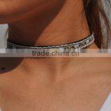Fabric Leather Choker Necklace Hot Selling Fabric Necklace Handmade Leather Fabric Woman Necklace Jewelry thumbnail-4