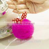 Hot Selling New Rabbit Pom Pom Fur Ball Bow Cell Phone Keychain Pendant Charm Key Chain Mirror Case For IPhone thumbnail-6