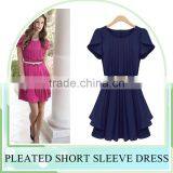 Wholesales Western Style Girls' Pleated Casual Chiffon Dresses, OL Plus Size Long Chiffon Dress With Zipper Design thumbnail-1