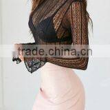 Runwaylover 113 2017 Ladies 2017 Sexy Flare Sleeve Lace Transparent Blouse thumbnail-1