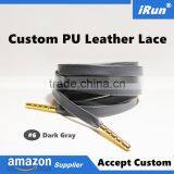 Luxury Flat Gray Leather Sneaker Shoelaces Metal Tips Faux Sheepskin Leather Grey Shoelace for Ultra Boost - 8 Colors thumbnail-1