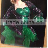 Dancing Queen! Dark Green Plus Black Lace! Sequin Mesh! thumbnail-1