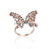 Adjustable Rings Gold Plated Butterfly Animal Clear Rhinestone thumbnail-1