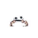 Adjustable Shamballa Bracelet, Pink Rhinestone Ball thumbnail-1