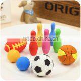 Cute 3D Football Basketball Soccer Bowling Shape Erasers Set thumbnail-2