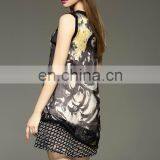 High Quality Sleeveless Print Organza Dress 2016 Mesh Panel Dress thumbnail-5