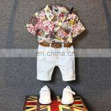 2019 Summer Kid Boys Clothes Flower Shirts + KIDS Denim Shorts 2PCS Baby Boys Gentleman Suit thumbnail-6