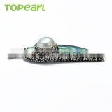 Topearl Jewelry 3pcs Charm Abalone Shell and White Freshwater Pearl Pendant Rhinestones Studded Pearl Pendant SPD10 thumbnail-3