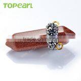 Topearl Jewelry High Quality Hexagonal Prism Red Goldstone Pendant Rhinestones Clay Pave Stone Pendant SPW05 thumbnail-1