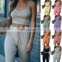 Manufacturer Customized LOGO New Women's Short Sling With Trousers Sports and Leisure Two-piece Suit thumbnail-2