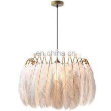 White Black Feather Ceiling Design Indoor Lamp Elegant Modern Pendant Chandelier Light