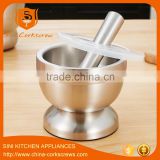 Stainless steel garlic pugging pot garlic pounder crusher mortar and pestle pedestal bowl