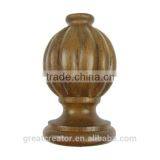 Decorative Ribbed Ball Bed Finials In Antique Warm Wood Finish thumbnail-1