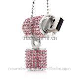 Luxury Jewelry Lip Stick Shaped USB Flash Drive USB 2.0 Thumb Pen Drive With Necklace