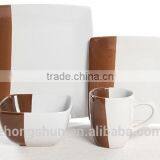 16pcs Square Color Glazed Stoneware Dinner Set, Stoneware Tableware Sets thumbnail-3