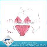 2016 Slimming Sweet Pink Bikini Customized Fashion Knit Bikini for Girl thumbnail-1
