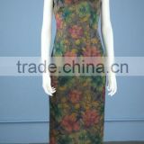 Printed Silk Sation Sleeveless Fashion Cheongsam / Qipao with Hand Made Traditional Chinese Knots QP0009