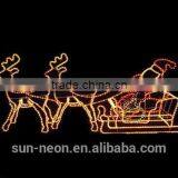 2d Beautiful Santa Claus Sitting on a Reindeer Carriage Led Rope Light Motif thumbnail-2