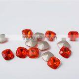 Deluxe High Quality K9 Quality Orange Color 16x16 mm Pointback Square Shaped Rhinestone for Fashion Bracelet thumbnail-1