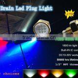 New Marine Part 27W LED Underwater Drain Plug Lighting RGB LED Marine Light No Drilling Hole LED Drain Plug Light/yacht Light thumbnail-6