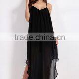Plain Dye Loose Style Backless Sleeveless Braces Skirt Evening Dress thumbnail-3